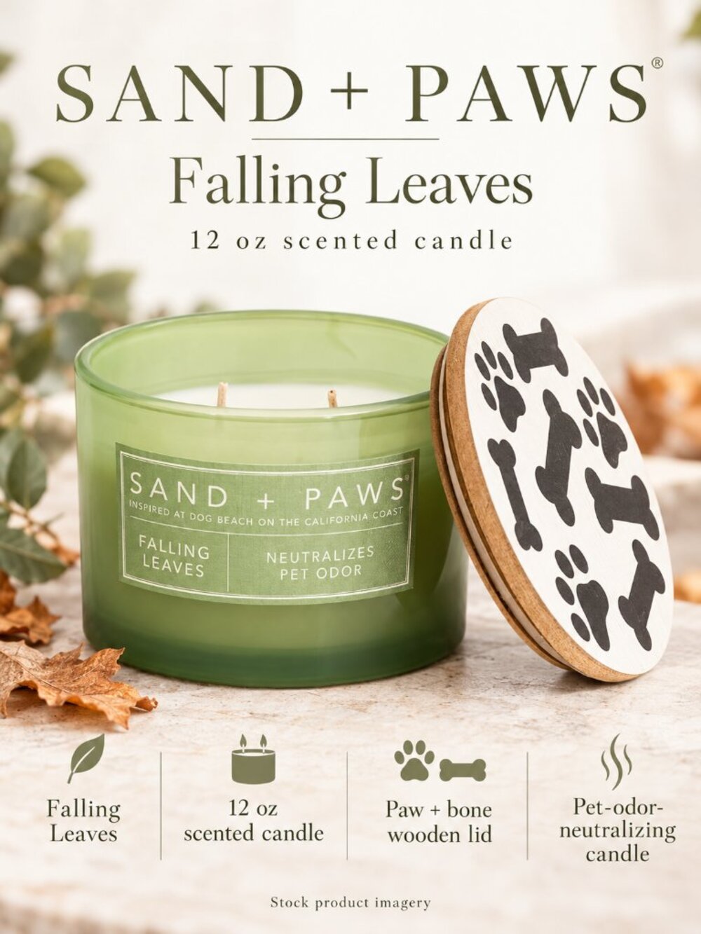 Sand + Paws Falling Leaves 12 oz scented candle